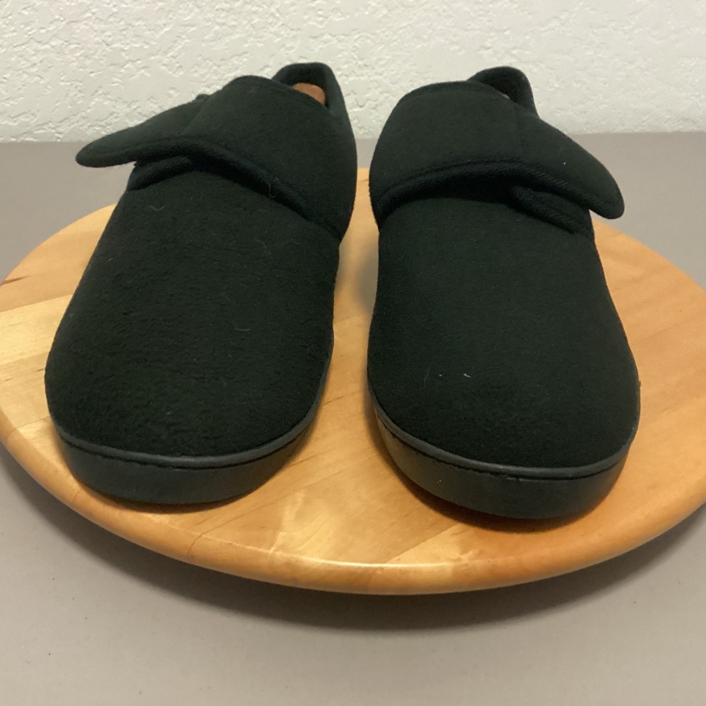 King Size Black Adjustable Strap Slippers Size 11 Wide Width Comfort House Shoes